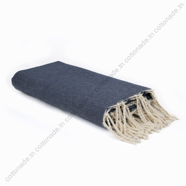 Jeté de canapé coton Bleu Marine Uni