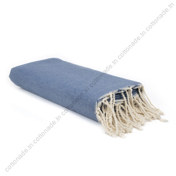 Jeté de canapé coton Bleu Jean Uni