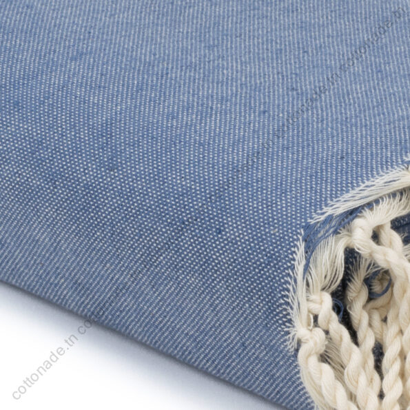 Jeté de canapé coton Bleu Jean Uni
