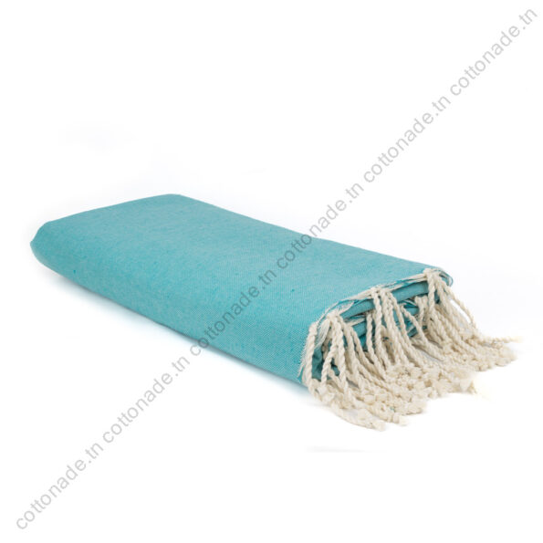 Jeté de canapé coton Bleu Turquoise Uni