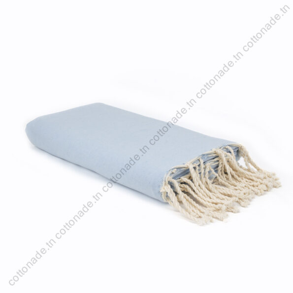 Jeté de Canapé en Coton Bleu Cadet Uni