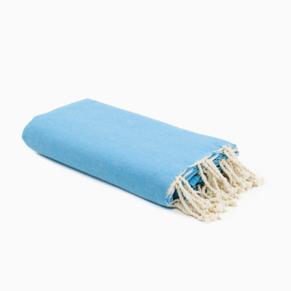 Jeté de Canapé en Coton Bleu Cool Uni