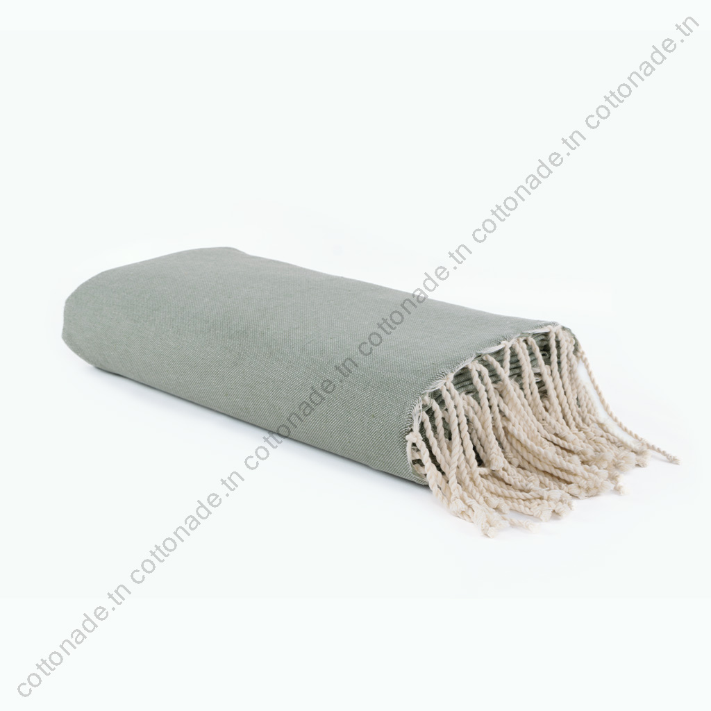 Jeté de canapé coton Vert Sauge Uni Jeté de canapé coton Vert Sauge Uni