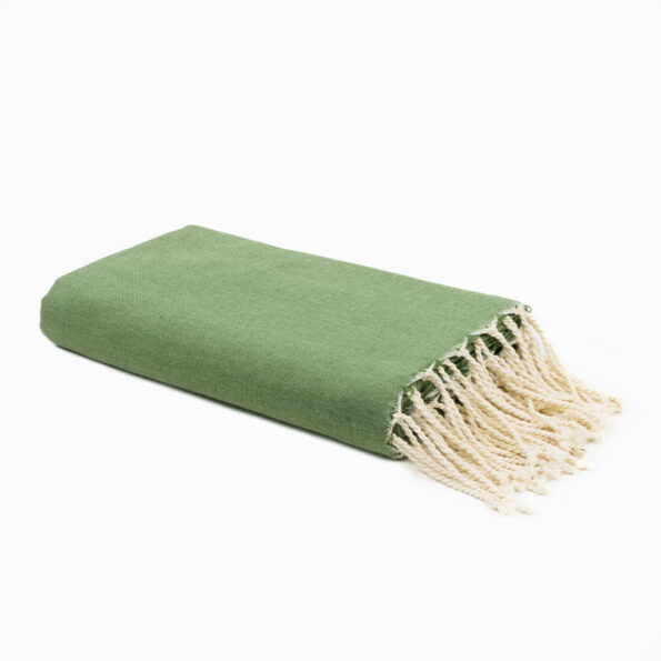 Jeté de canapé coton Vert Olive Uni