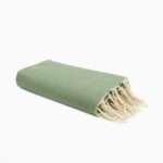 Jeté de canapé coton Vert Sauge Uni