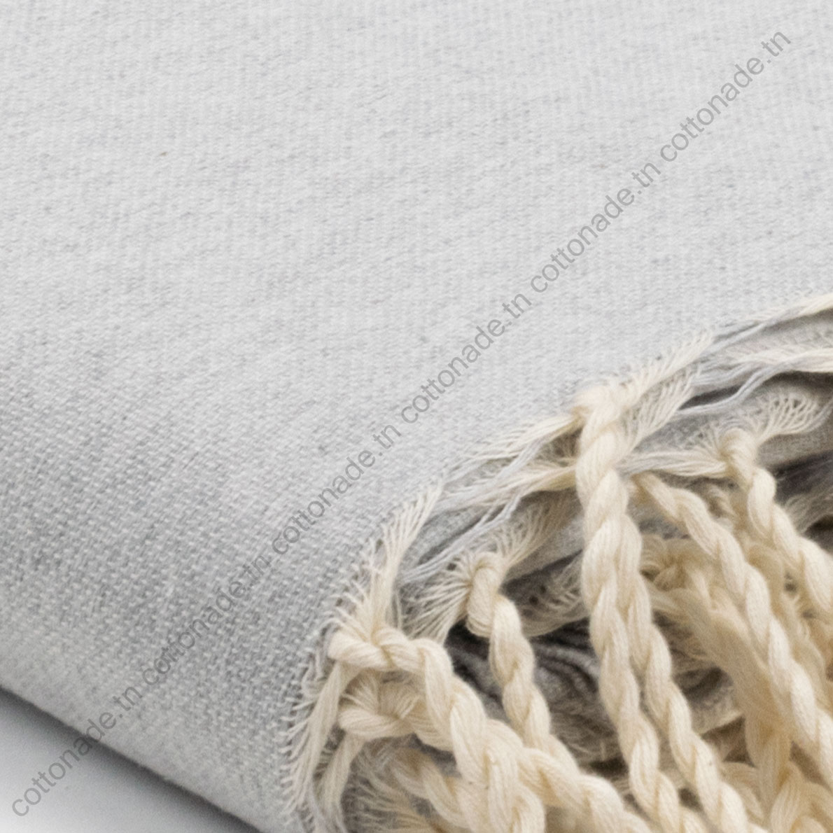 Jeté-de-canapé-coton-gris-clair-uni-AG Jeté de canapé coton Gris Clair Uni