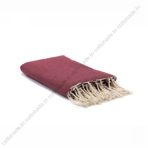 Jeté de canapé coton Rouge Bordeaux Uni