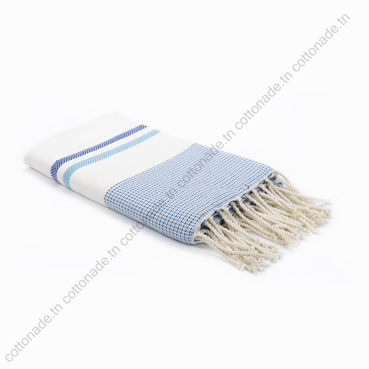 fouta-jrida-bleu-clair-bleu-marine Fouta Coton Jrida Bleu Marine, Bleu clair et Écru