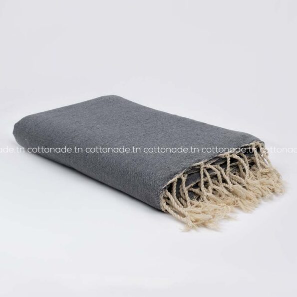 Jeté de canapé coton Gris Foncé Uni
