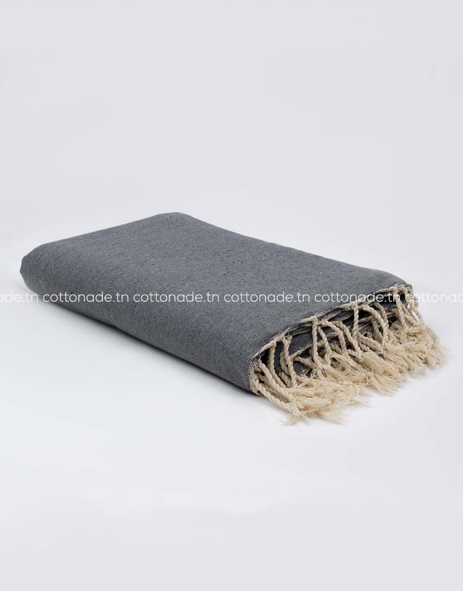 Jeté de canapé coton Gris Foncé Uni Jeté de canapé coton Gris Foncé Uni
