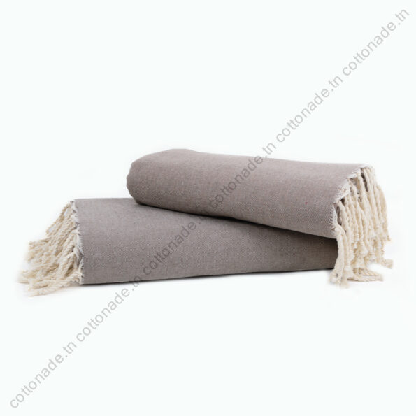 Jeté de canapé coton Grège Chaud Uni