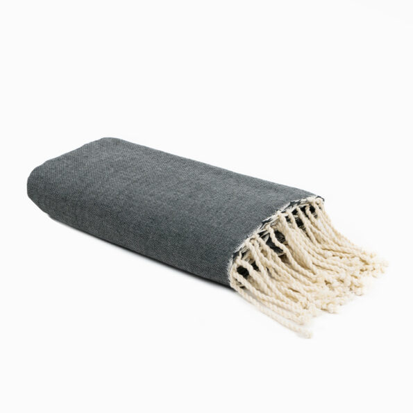 Jeté de canapé coton Gris Foncé Uni