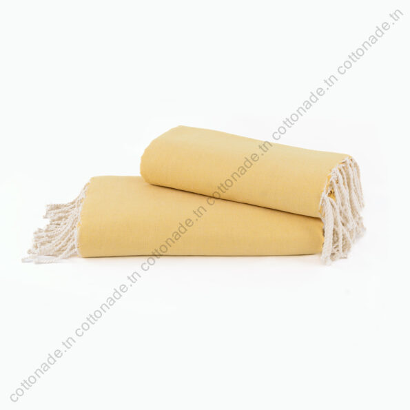Jeté de canapé coton Jaune Aurore