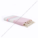 Fouta Jrida Rayures Rose Fluo, Lilas et Écru | Élégance & Couleurs Vives