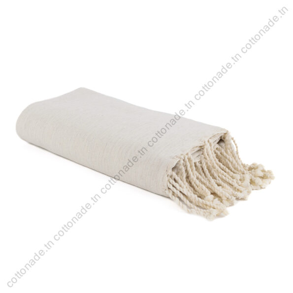 Jeté de canapé coton Écru chiné uni