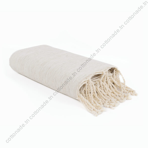 Jeté de canapé coton Écru chiné Grège