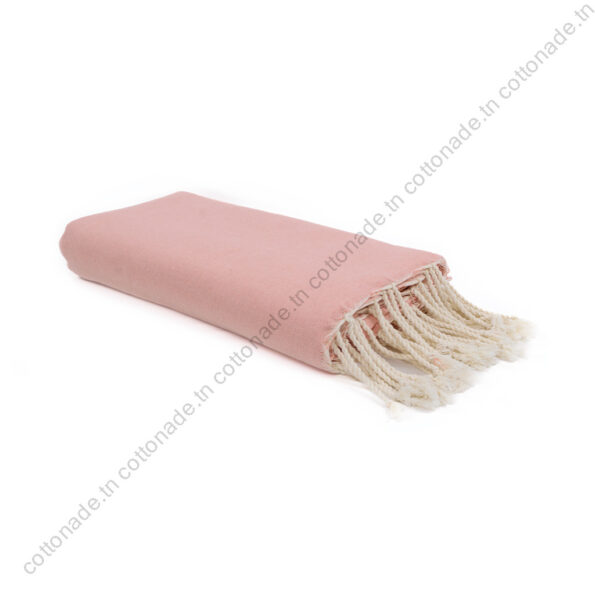 Jeté de canapé coton Vieux Rose uni