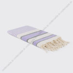Fouta Plage Coton Écru Rayures Lilas