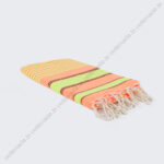 Fouta Plage Coton Orange Rayures Jaune Fluo