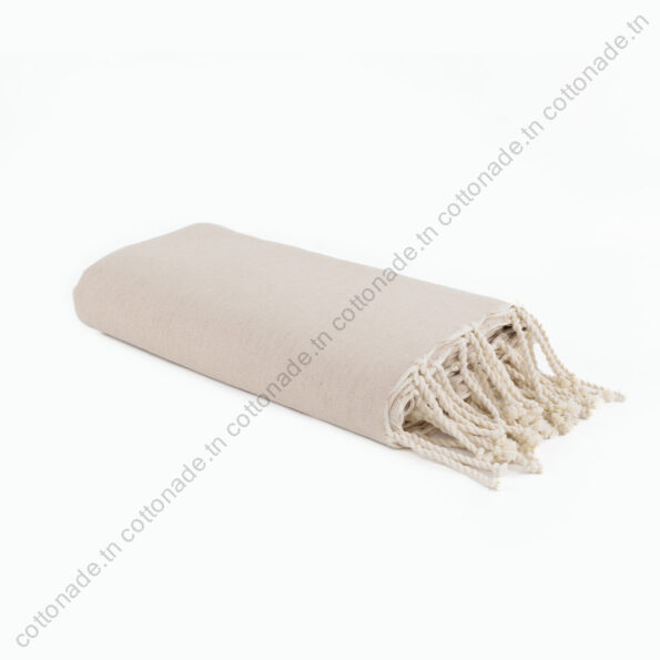 Jeté de canapé coton Beige Clair Uni