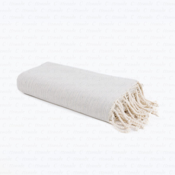 Jeté de canapé coton Écru chiné uni Gris
