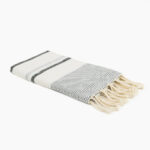 Fouta Coton Jrida Écru Rayures Noir et Gris