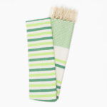 fouta-coton-jrida-ecru-rayures-vert-fluo-et-vert