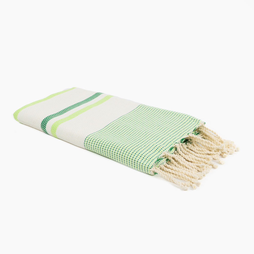 fouta-coton-jrida-ecru-rayures-vert-fluo-et-vert Fouta Coton Jrida Écru Rayures Vert et Vert Fluo