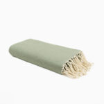 Jeté de canapé coton Vert mastic Uni