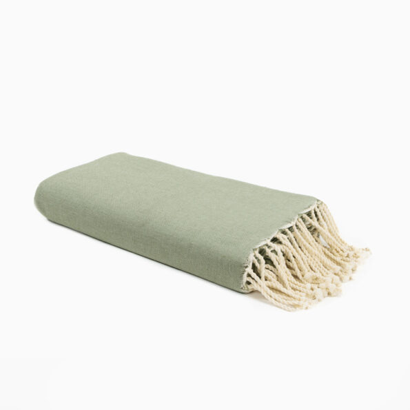 Jeté de canapé coton Vert mastic Uni